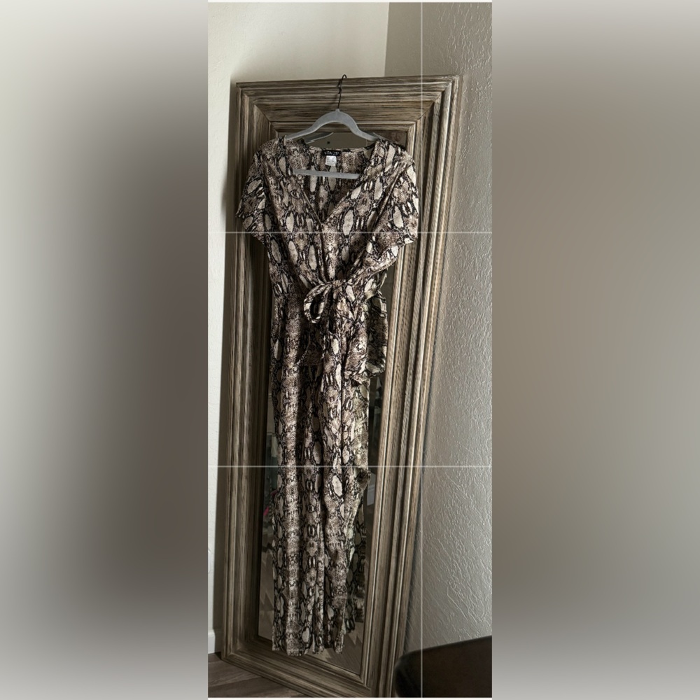 Tie-Front Python Jumpsuit - Picture 6 of 6